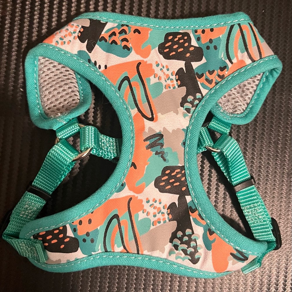 Dog Harness Teal Green and Orange/ black XXS  NWOT